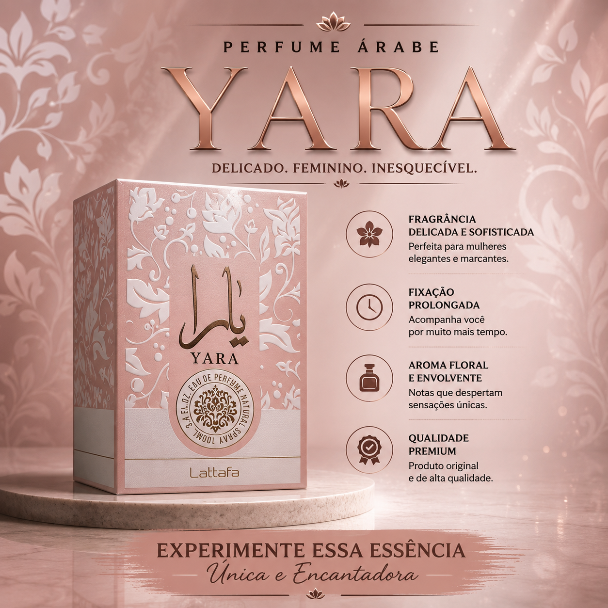 Yara Rosa Lattafa 100ml — Feminino