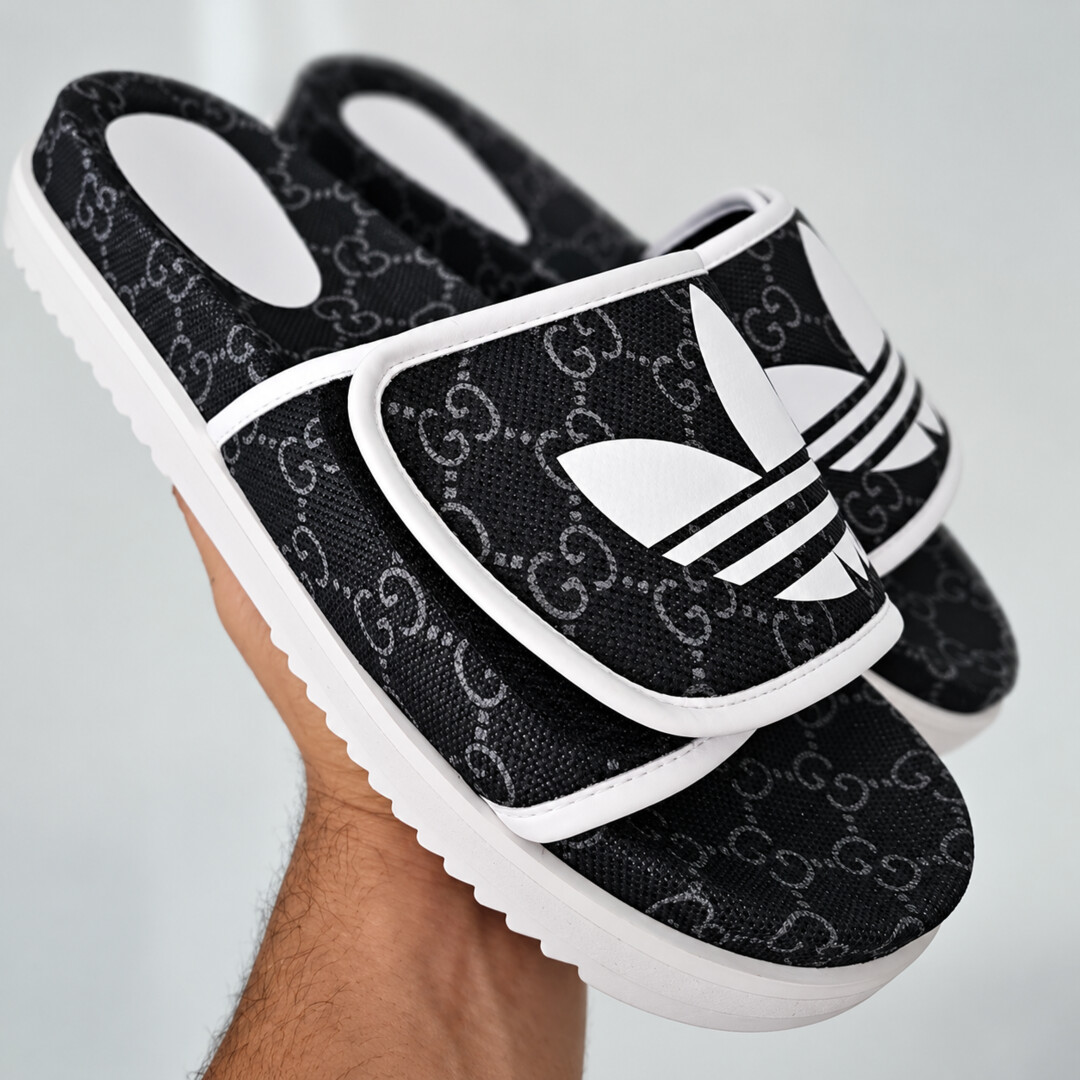 Chinelo Adidas + Gucci — Preto e Branco — tamanhos 34 ao 44