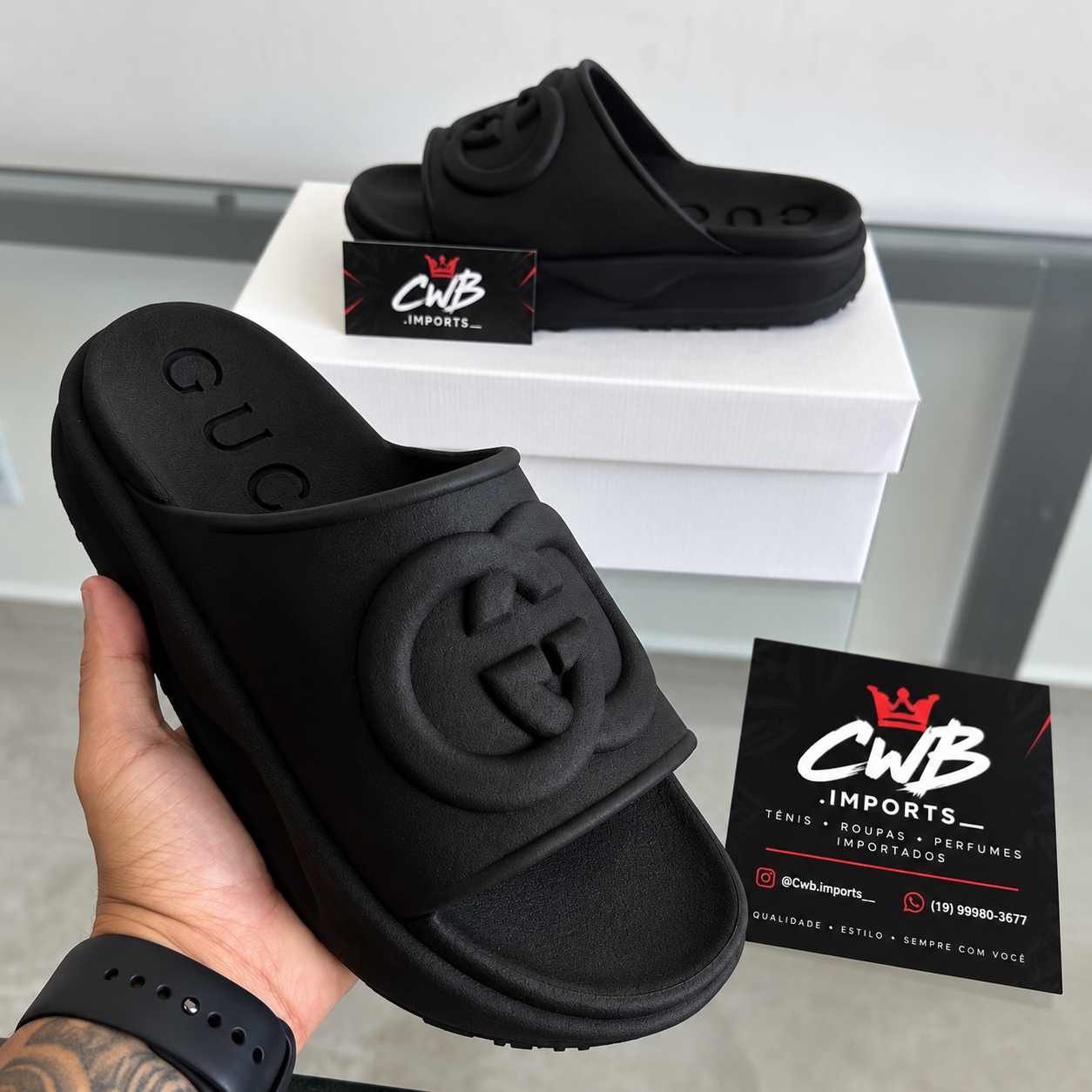 Chinelo Slide Gucci — Preto
