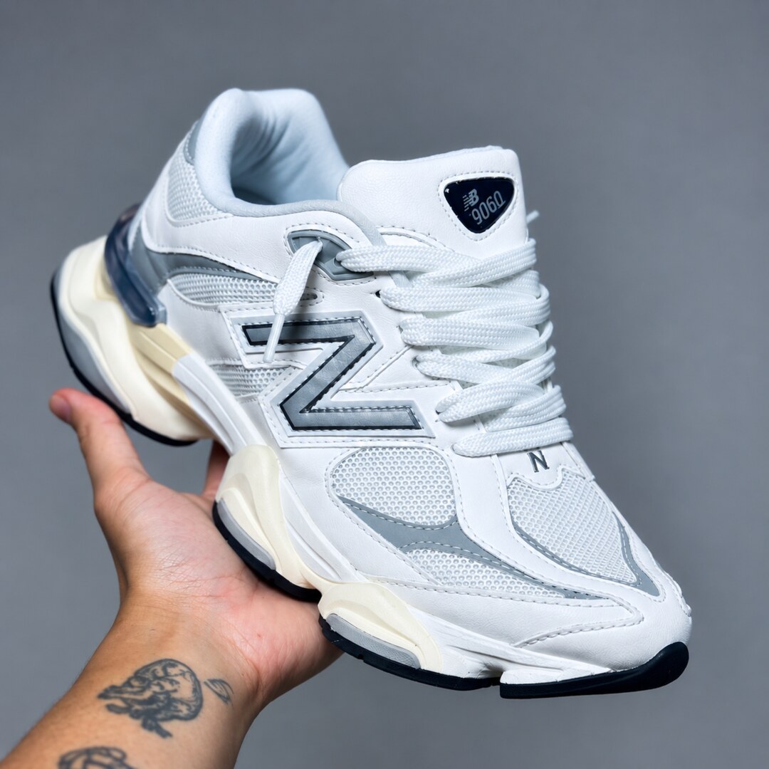 New Balance 9060 — Branco e Cinza — tamanhos 34 ao 44